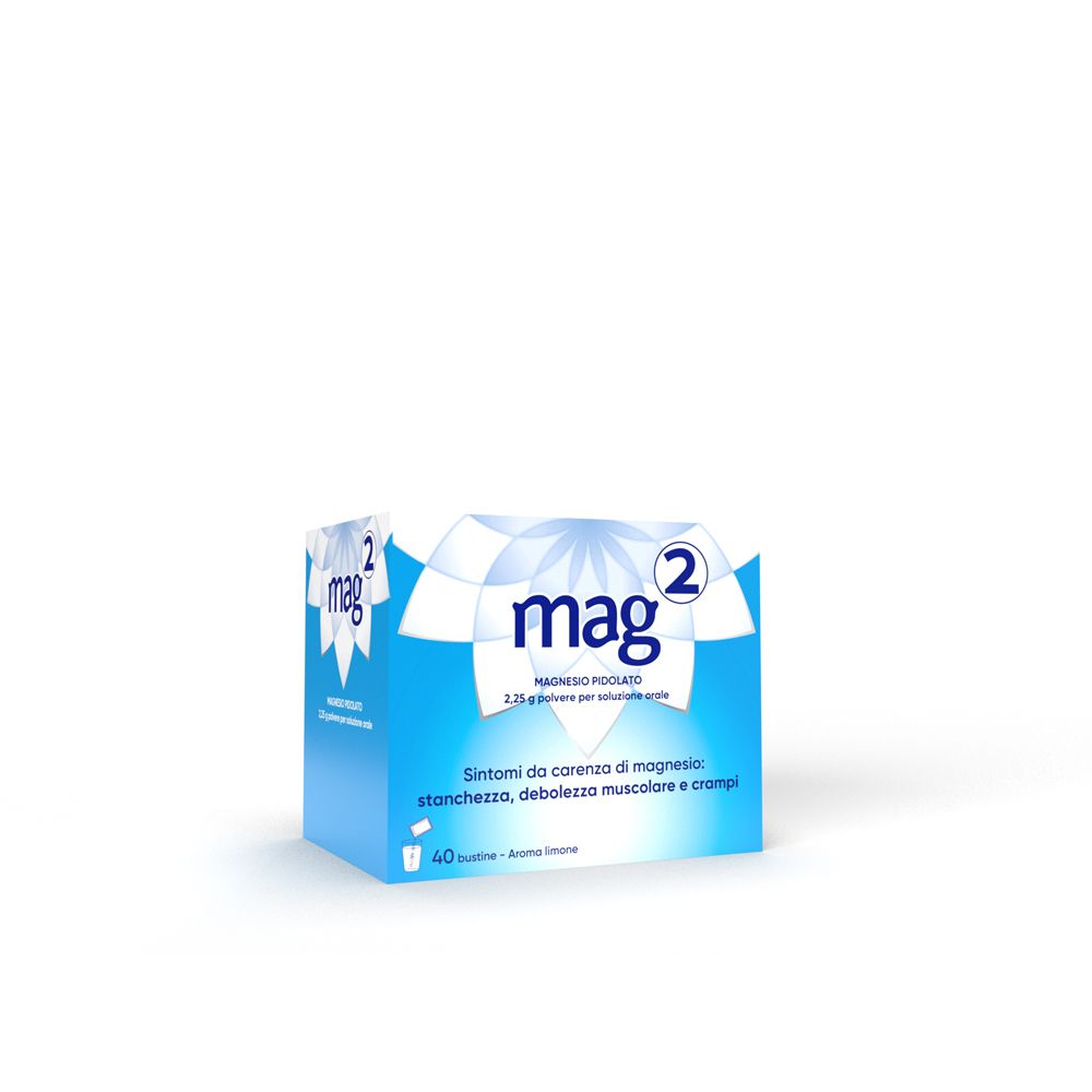 Mag2 Magnesio Pidolato per Stanchezza e Debolezza Muscolare, 40 bustine