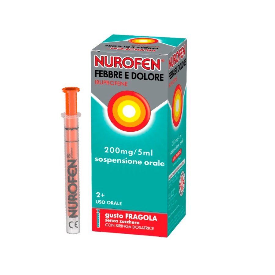 Nurofen Febbre e Dolore Bambini 200mg/5ml Sciroppo 100ml Gusto Fragola